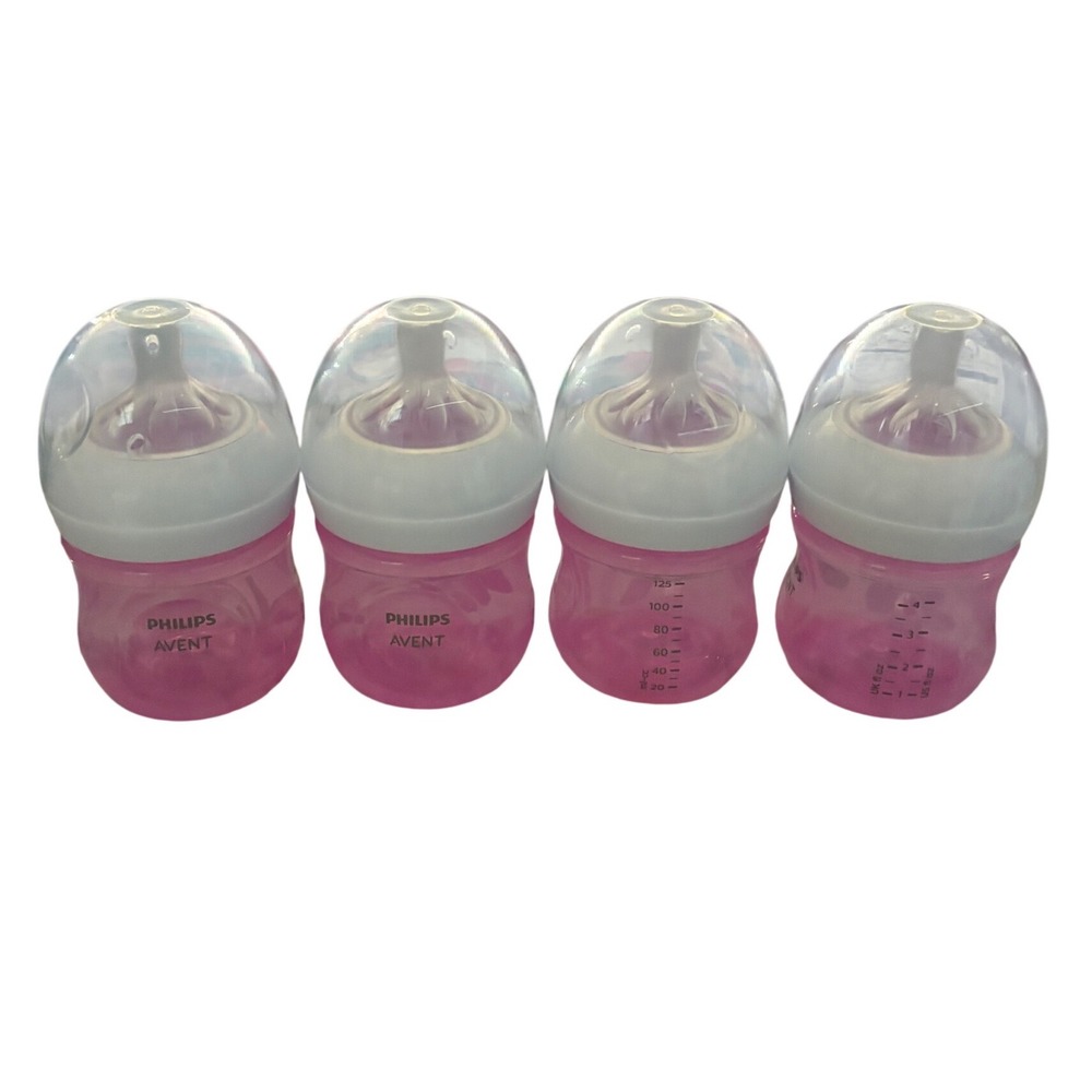 Philips AVENT Natural Baby Bottle 4oz 4pk Pink Natural Response Nipple SCY900/04